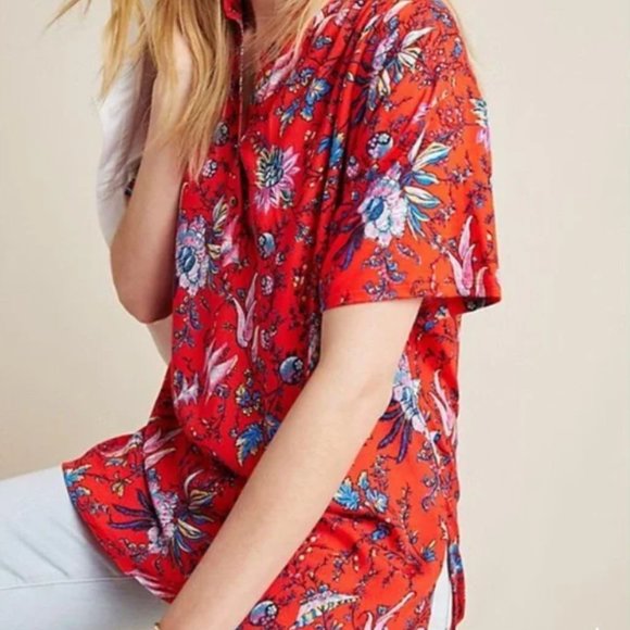 Anthropologie Maeve Windham Floral Print Tunic Top, Size S - Picture 1 of 8